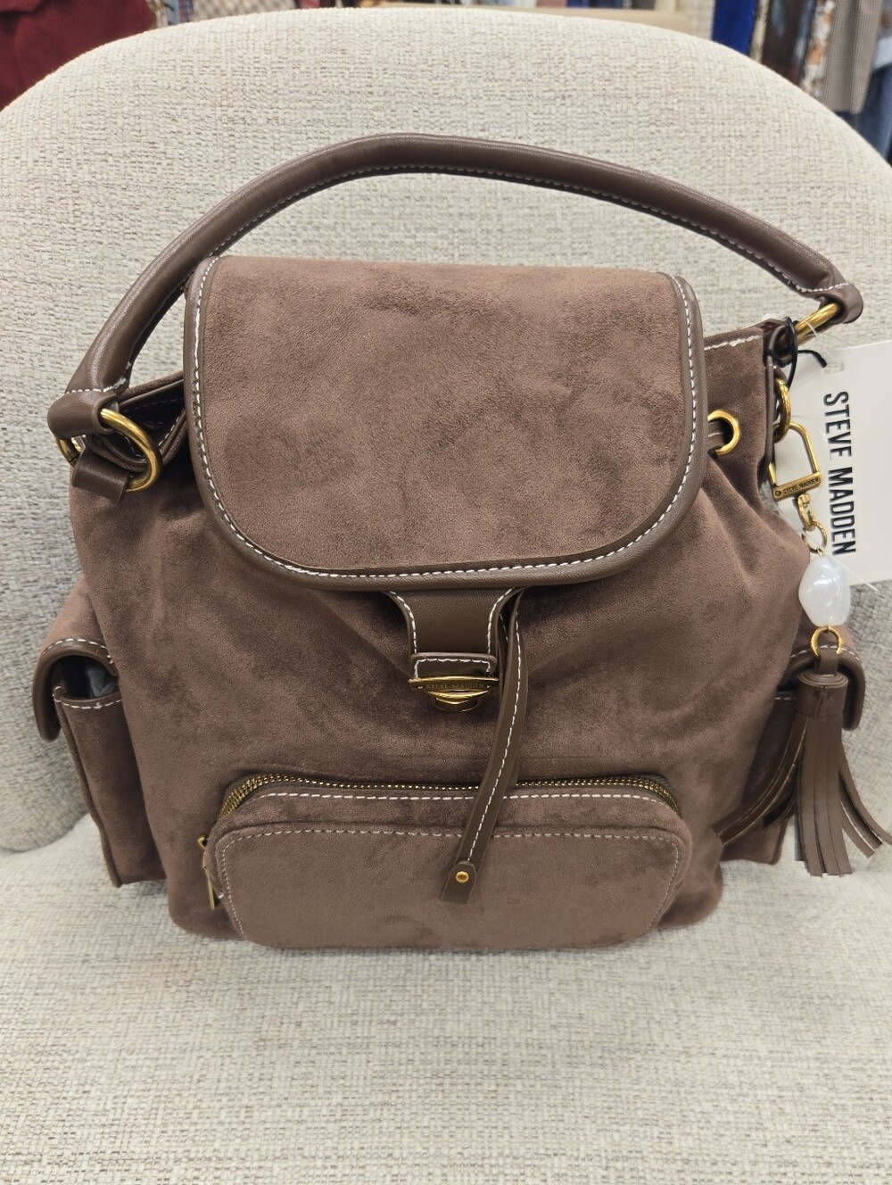 Steve Madden Brown Suede Backpack